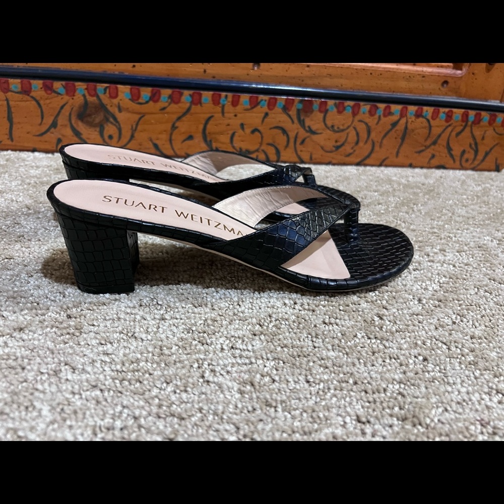 Worn Once Stylish Stuart Weitzman Black Leather sandals 👡